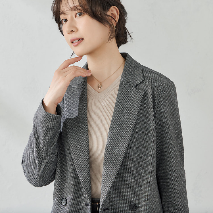 パジャマスーツ】ツイードジャージー ダブルジャケット セットアップ