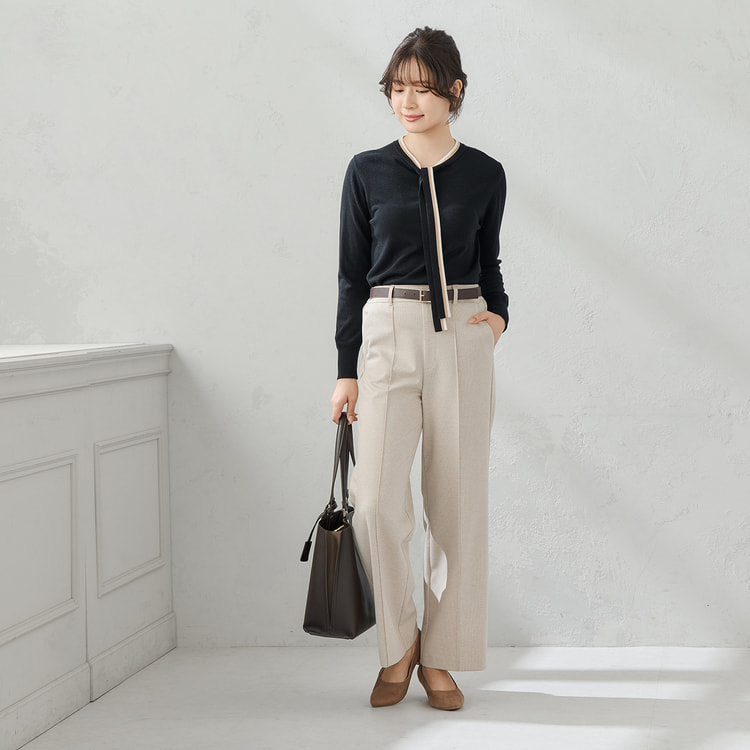 パジャマスーツ】ツイードジャージー セミワイドパンツ セットアップ