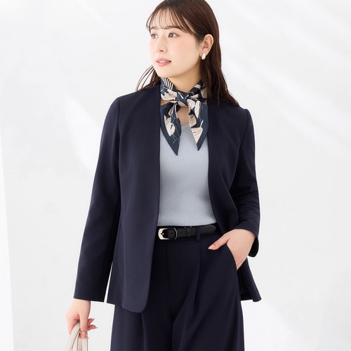 LES MUES × ジニョーネ ノーカラージャケット セットアップ 11号　茶 スーツ・ジャケット・ボトムス ノーカラージャケット 商品一覧