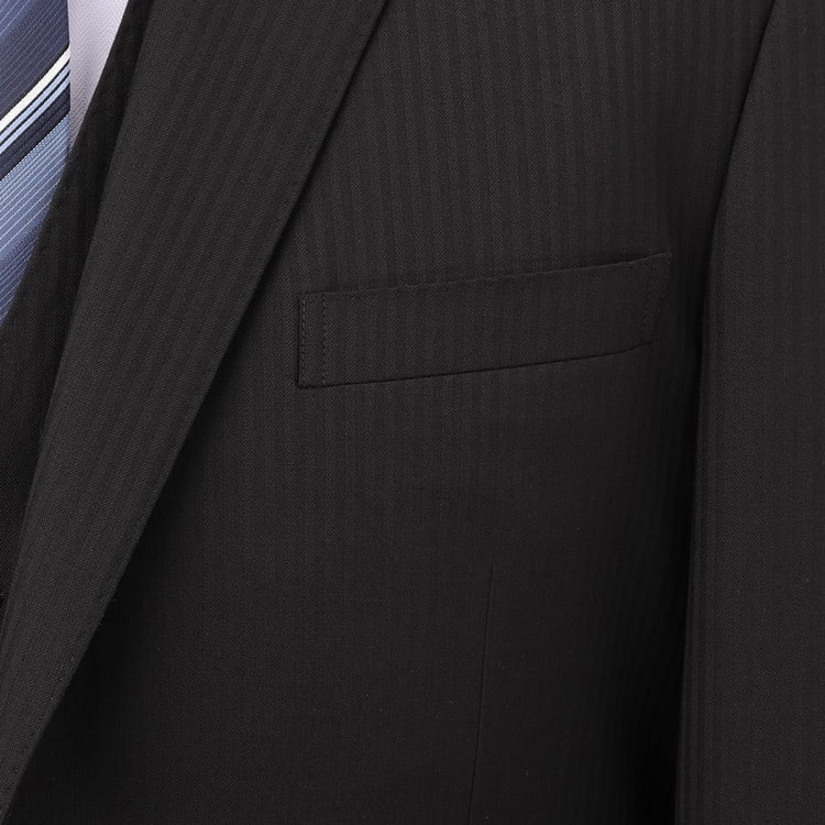 【特価】【WEB限定価格】【SizeMAX】アスリートモデル 洗える スーパーストレッチ スリーピーススーツ 黒へリンボーン LES MUES スマート