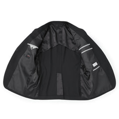 【特価】【WEB限定価格】【SizeMAX】アスリートモデル 洗える スーパーストレッチ スリーピーススーツ 黒へリンボーン LES MUES スマート