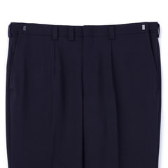 【SizeMAX】アスリートモデル アジャスター付き 洗える スーパーストレッチ 2パンツスーツ 紺シャドーストライプ LES MUES スマート 別売ベストあり