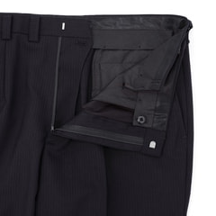 【SizeMAX】アスリートモデル アジャスター付き 洗える スーパーストレッチ 2パンツスーツ 紺シャドーストライプ LES MUES スマート 別売ベストあり