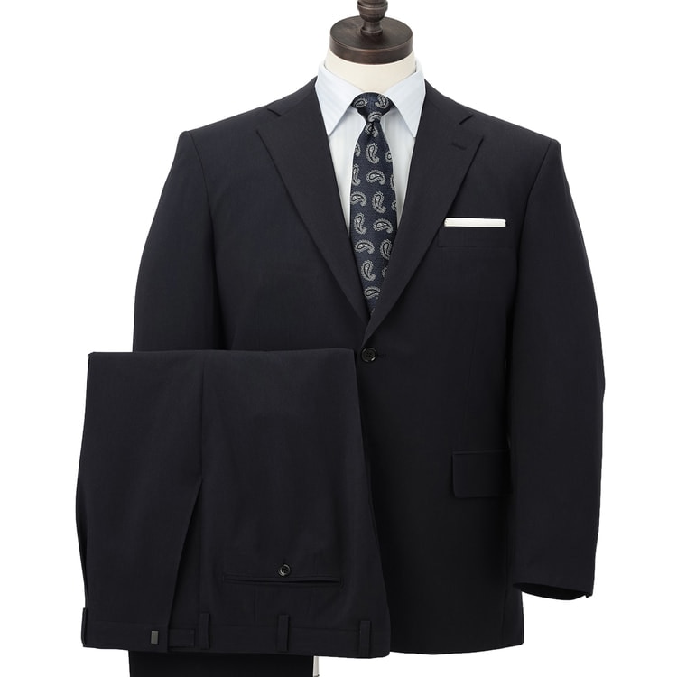 SizeMAX】アジャスター付き 洗えるストレッチスーツ 紺織柄 JOURNA