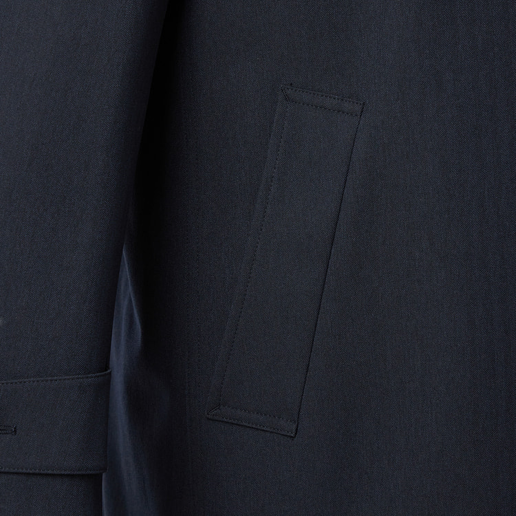 SizeMAX】はっ水 ストレッチ 軽量 トレンチコート 紺ヘリンボーン LE