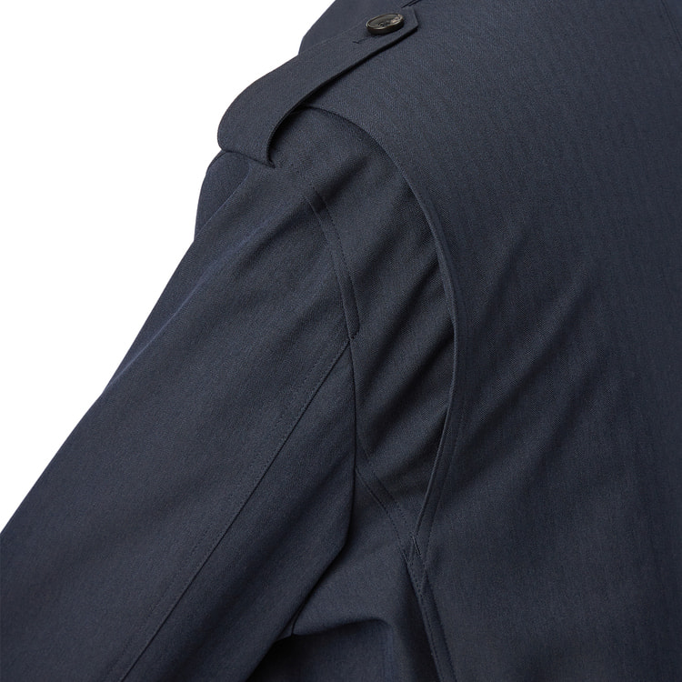 SizeMAX】はっ水 ストレッチ 軽量 トレンチコート 紺ヘリンボーン LE