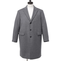 【未使用に近い】アトウ　チェスターコート　カシミヤ混　バイカラー　グレー　S SizeMAX】カシミヤ混チェスターコート 無地 LES MUES ベーシック【AOKI