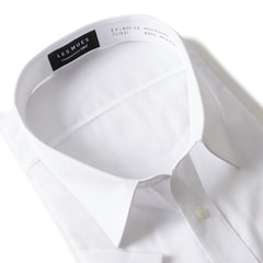 【SizeMAX】【半袖】【空冷】接触冷感 形態安定 白織柄無地レギュラーカラーシャツ LES MUES ベーシック