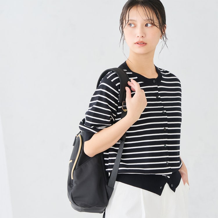 WEB限定商品】クルーネック五分袖カーディガン CROSS FUNCTION【AOKI