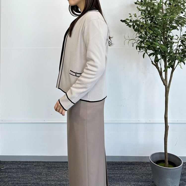 アウトレット】【WEB限定商品】配色パイピングニットジャケット CROSS