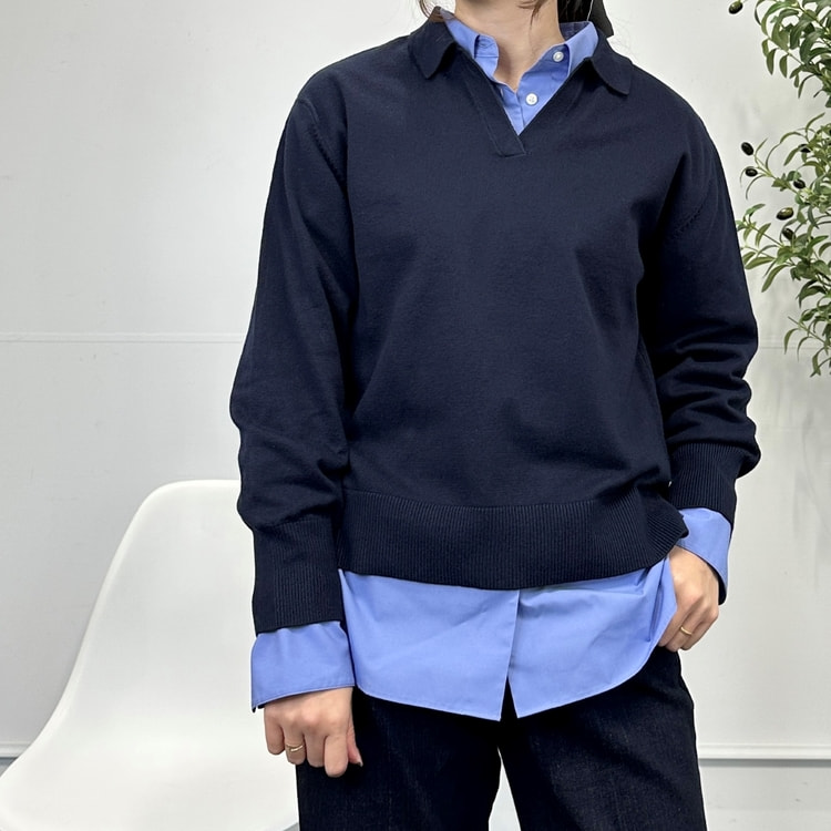 WEB限定商品】Vスキッパー襟プルオーバー CROSS FUNCTION【AOKI公式通販】