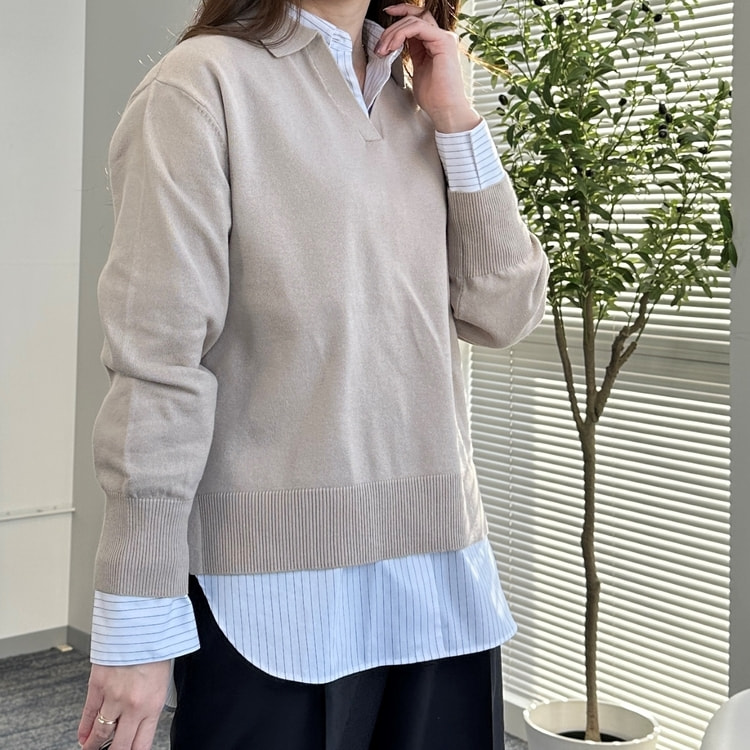 WEB限定商品】Vスキッパー襟プルオーバー CROSS FUNCTION【AOKI公式通販】