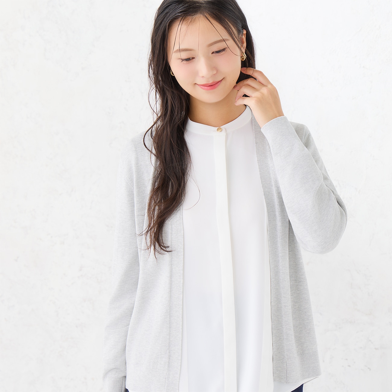 ミドル丈トッパーニットカーディガン｜洗える【WEB限定商品】