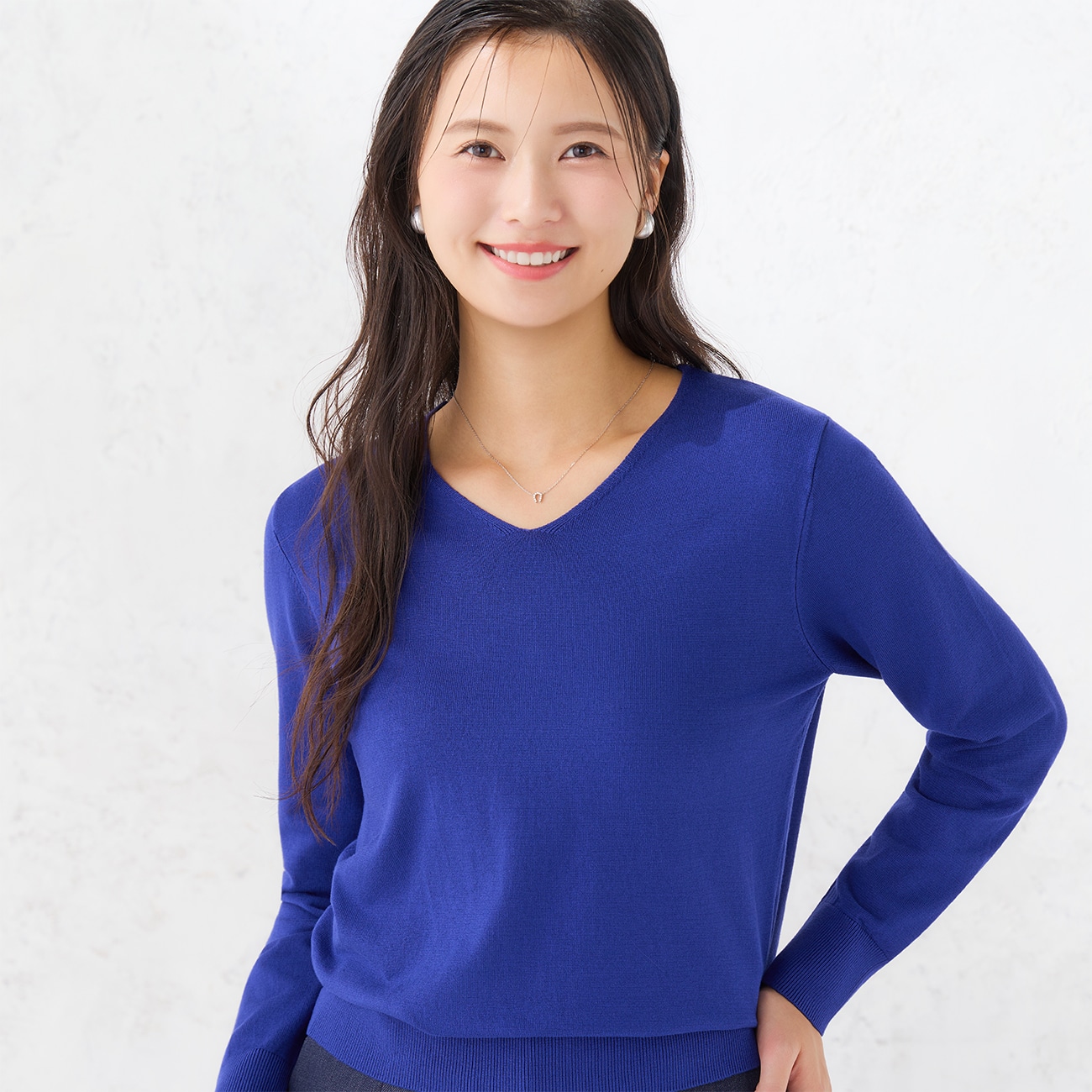 Vネックプルオーバーニット|洗える【WEB限定商品】