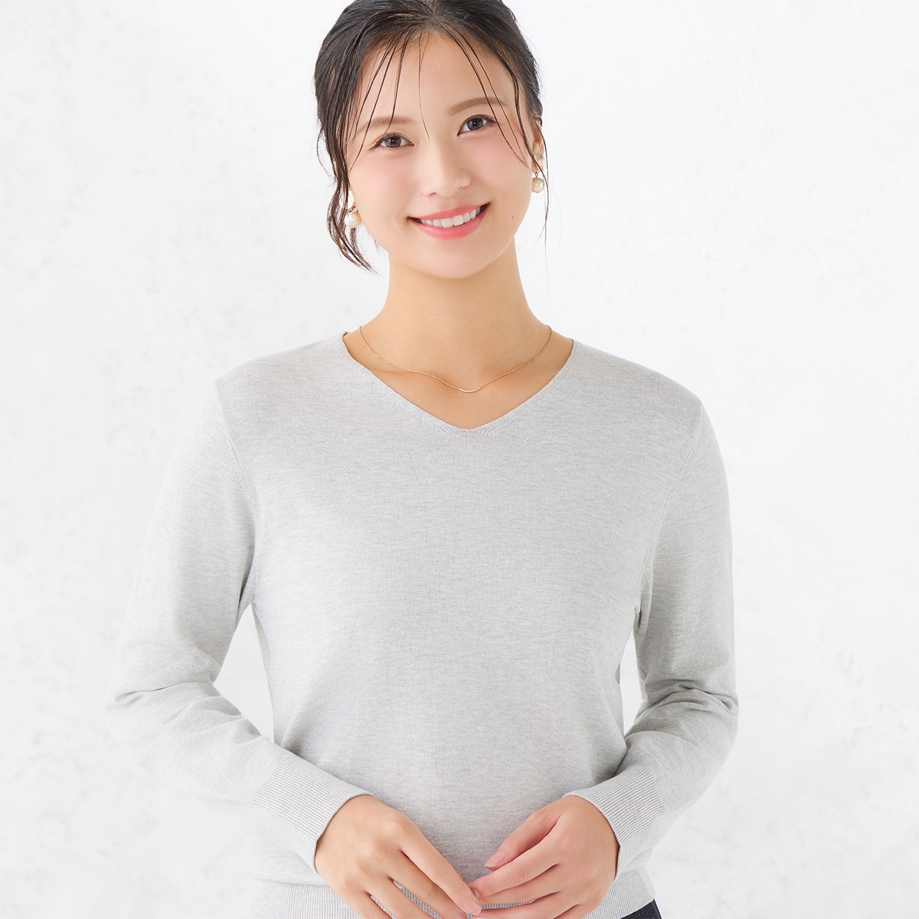 Vネックプルオーバーニット|洗える【WEB限定商品】