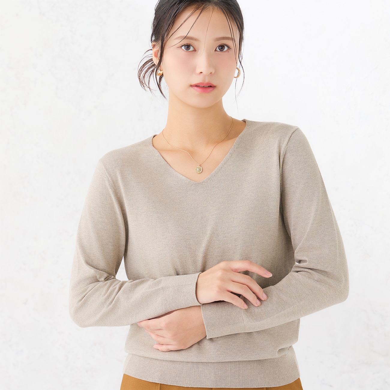 Vネックプルオーバーニット｜洗える【WEB限定商品】