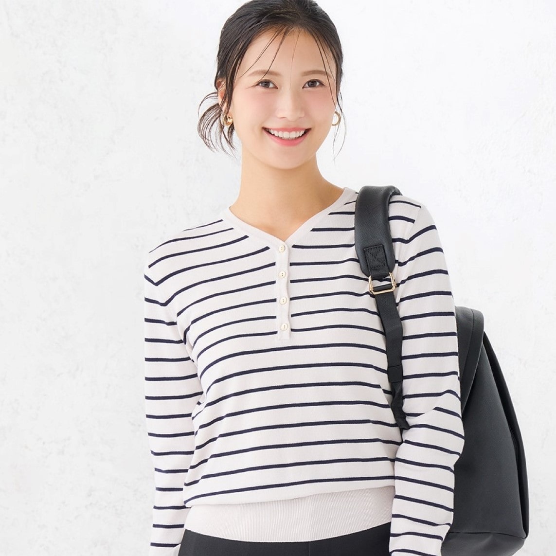Vネックボーダープルオーバーニット｜洗える【WEB限定商品】