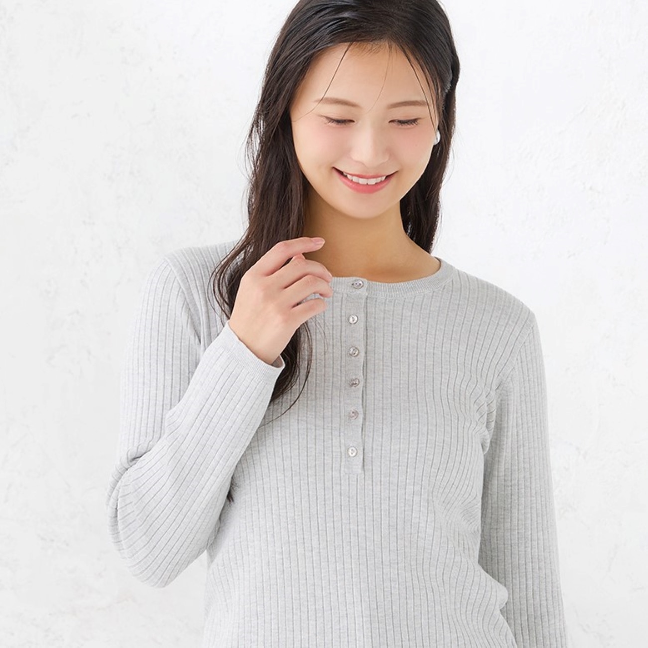 リブヘンリーネックプルオーバーニット｜洗える【WEB限定商品】