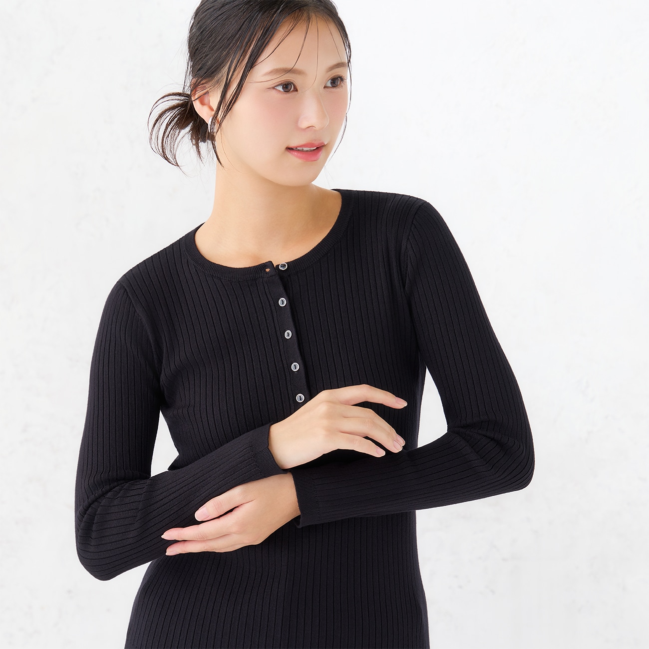 リブヘンリーネックプルオーバーニット｜洗える【WEB限定商品】
