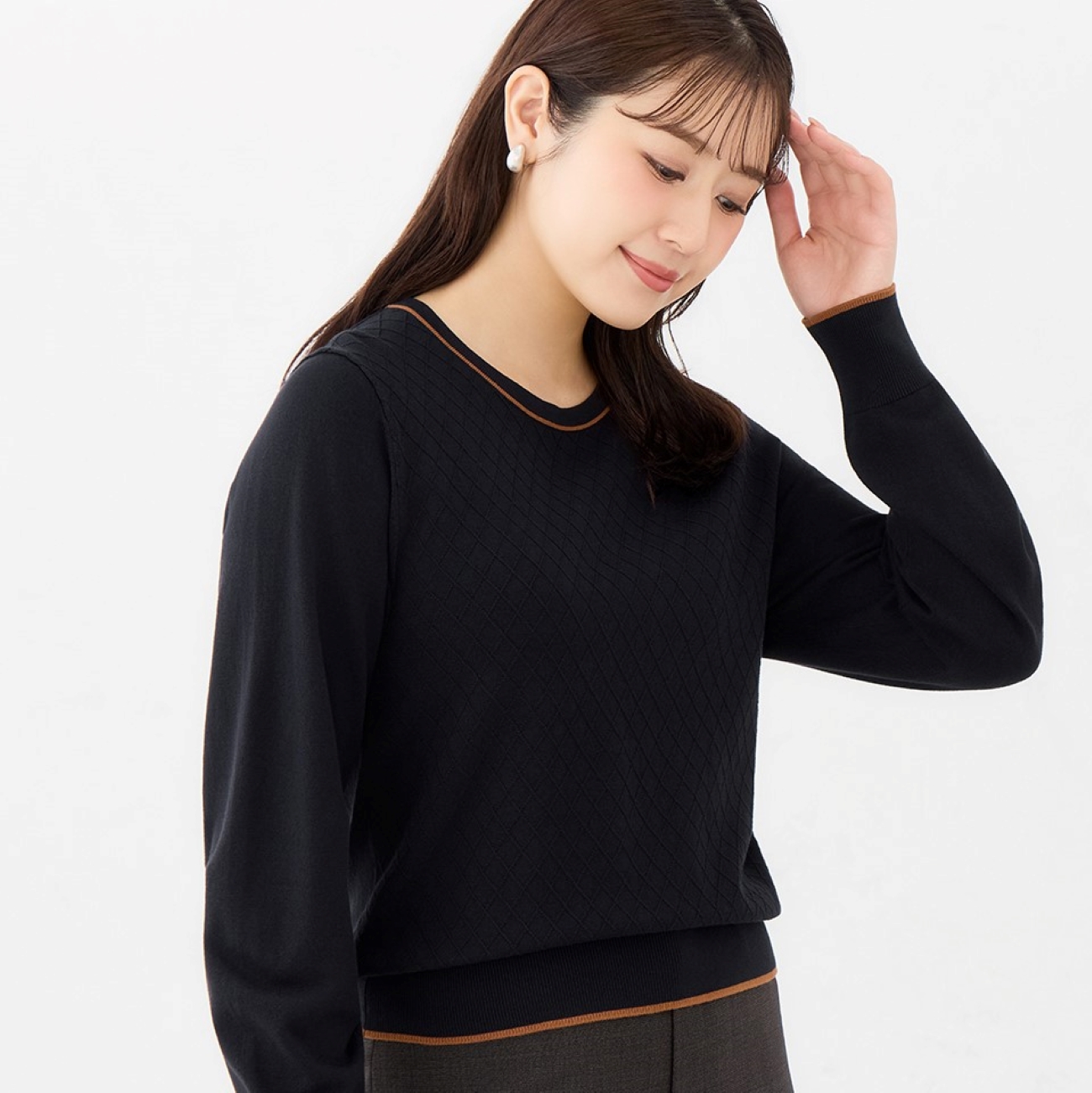 【ログインで10％OFF】配色プルオーバーニット｜洗える・UVカット