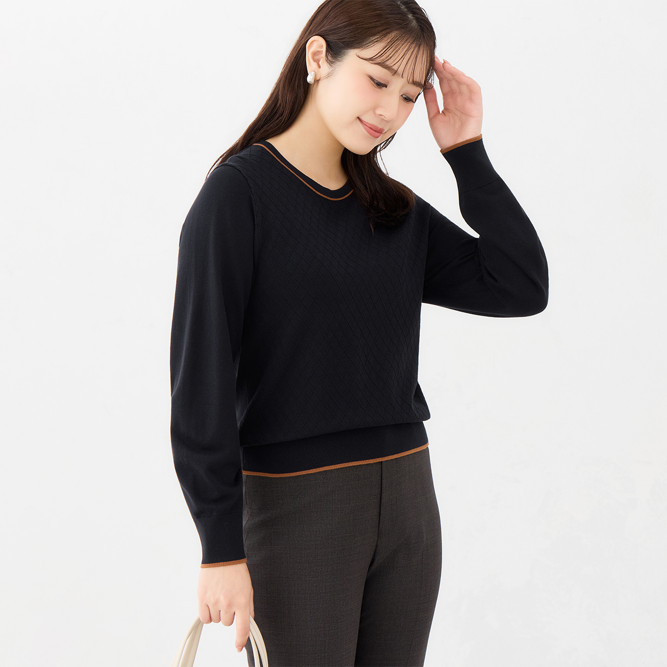 【ログインで10％OFF】配色プルオーバーニット｜洗える・UVカット