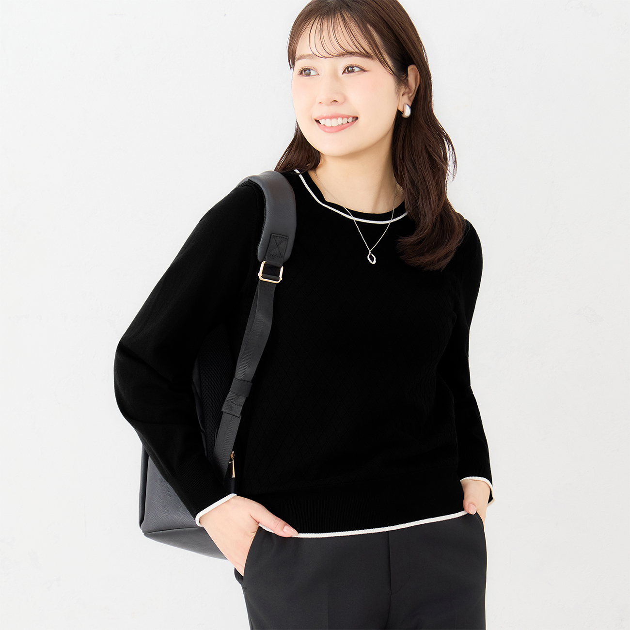 【ログインで10％OFF】配色プルオーバーニット｜洗える・UVカット