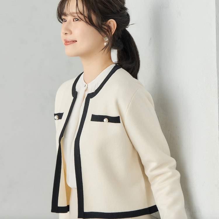 ≪Oggi12月号掲載≫ 小川彰子さん監修 ショート丈配色ニットジャケット
