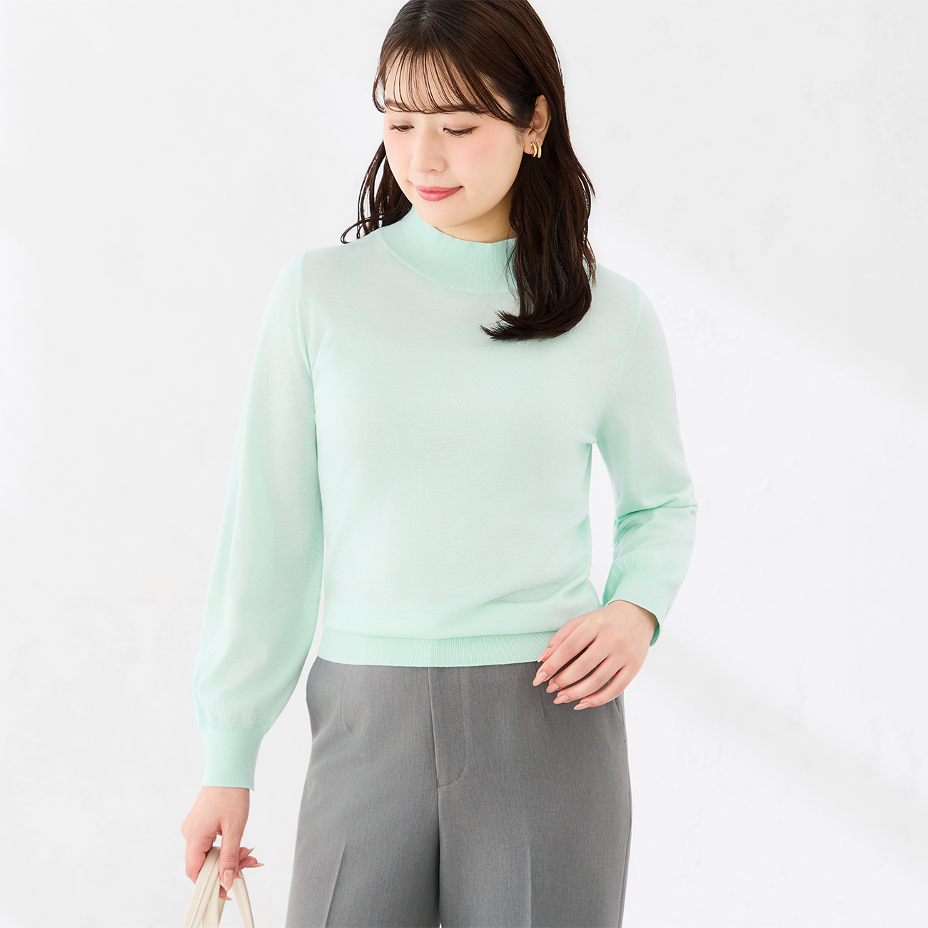 【ログインで10%OFF】シルクウールハイネックニット|洗える