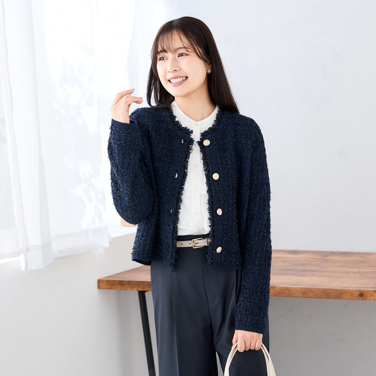 ≪sweet2月号掲載≫ 小川彰子さん監修 ツイードニットジャケット【AOKI