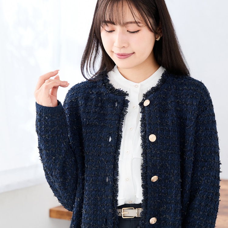 ≪sweet2月号掲載≫ 小川彰子さん監修 ツイードニットジャケット【AOKI