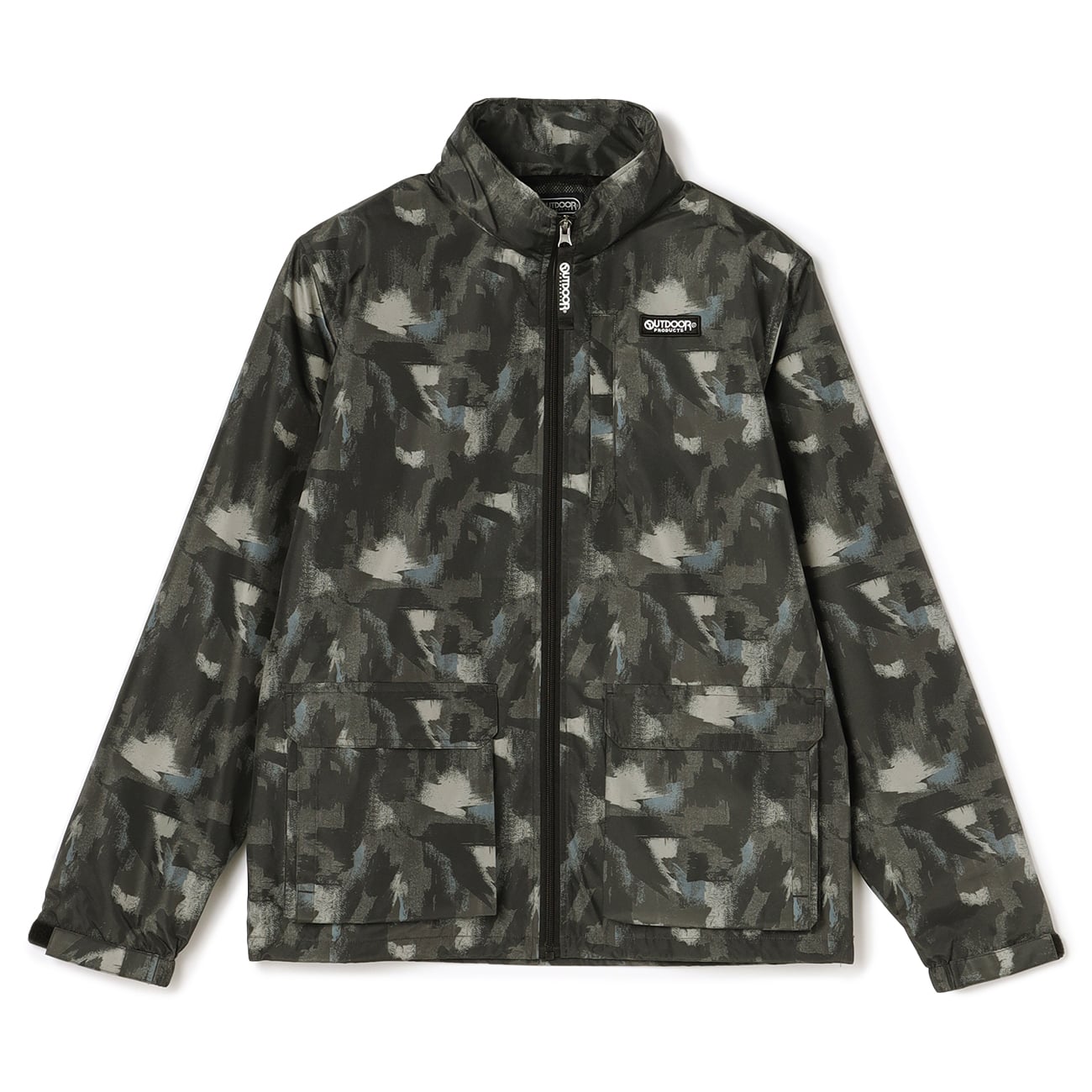 【SizeMAX】OUTDOOR はっ水 ストレッチ 裏メッシュ幾何学柄スタンドブルゾン