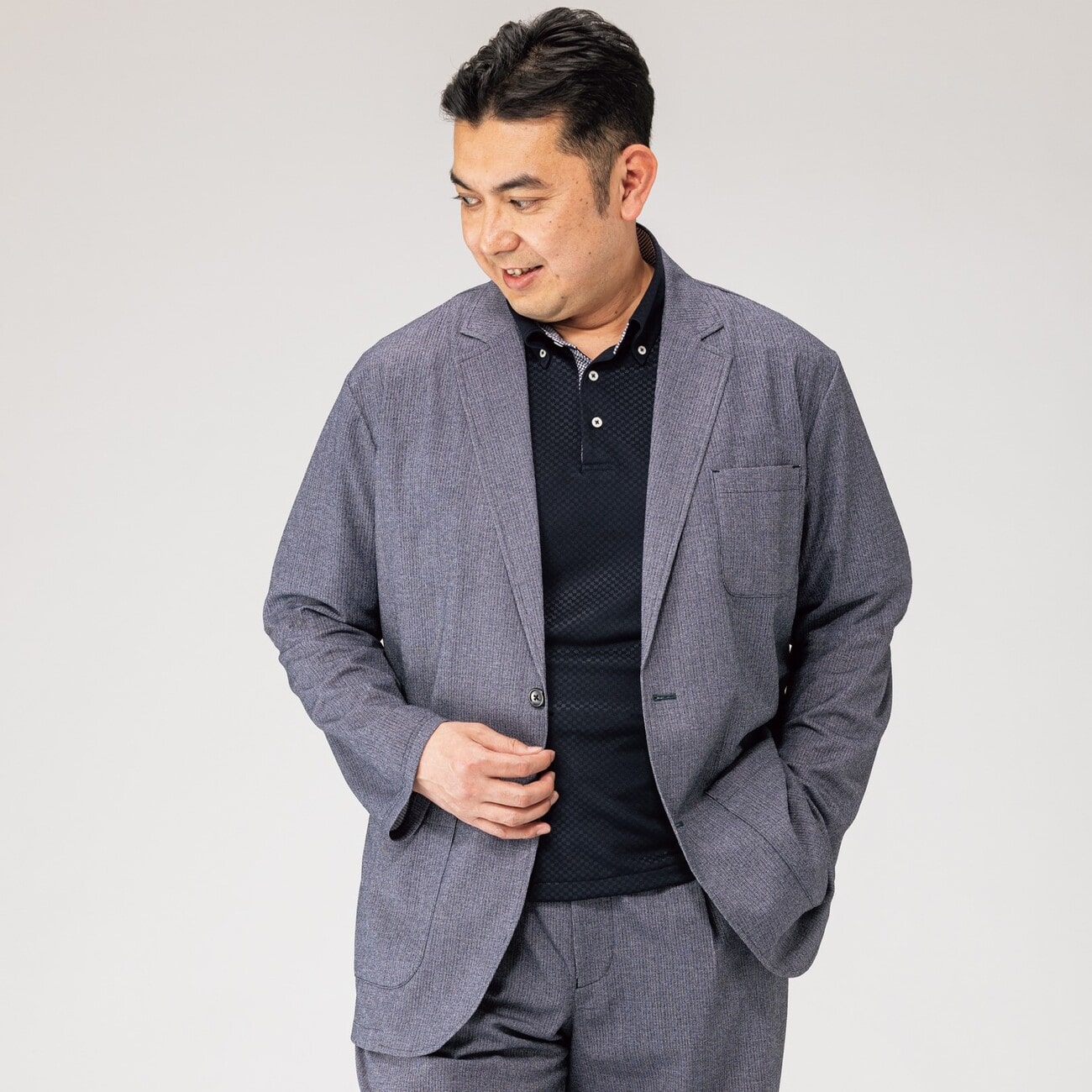 【SizeMAX】【パジャマスーツ】エアクール プリントメッシュジャケット 織柄 セットアップ着用可