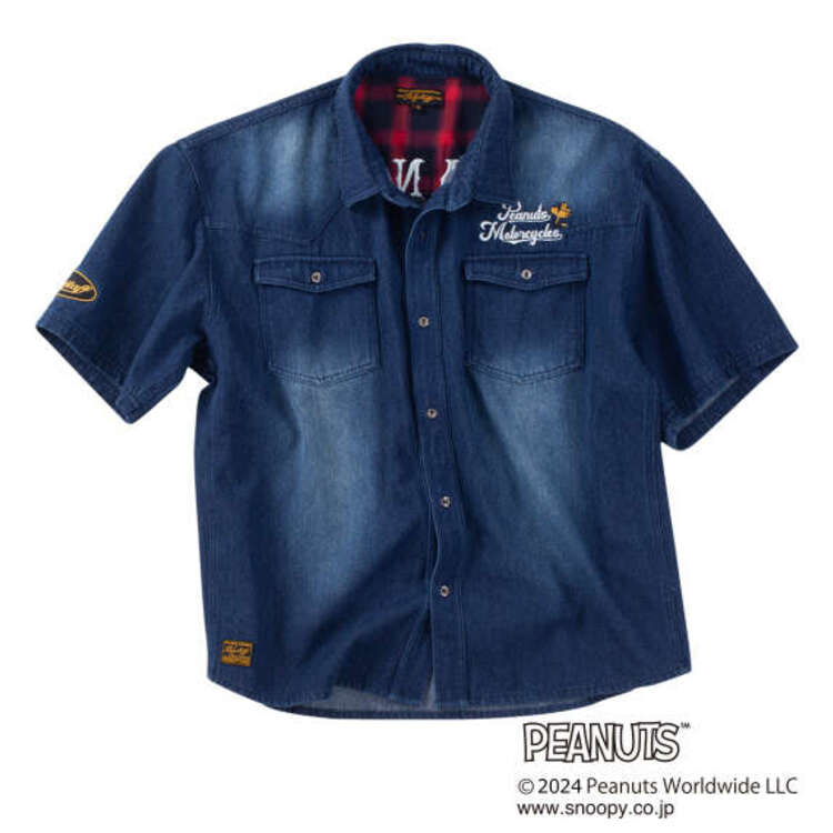 海外並行輸入正規品 FLAGSTAFF×PEANUTS スヌーピーコラボ半袖デニムシャツ【AOKI公式 トップス