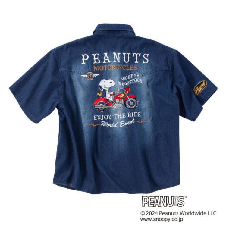 FLAGSTAFF×PEANUTS スヌーピーコラボ半袖デニムシャツ【AOKI公式
