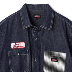 85-86FW ヒッコリーシャツ SizeMAX】GENUINE Dickies デニム＆ヒッコリーワークシャツ