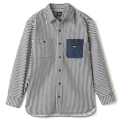85-86FW ヒッコリーシャツ SizeMAX】GENUINE Dickies デニム＆ヒッコリーワークシャツ