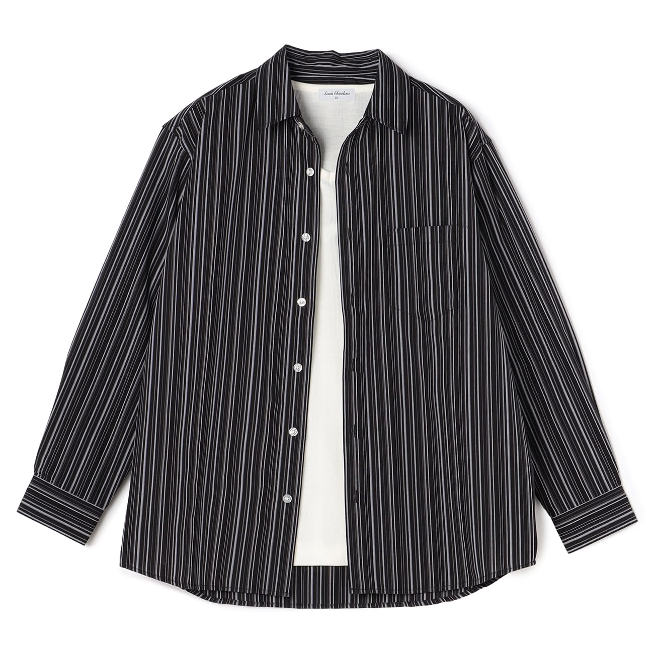 【SizeMAX】LOUIS CHAVLON 半袖Tシャツ付き ストライプパナマシャツ