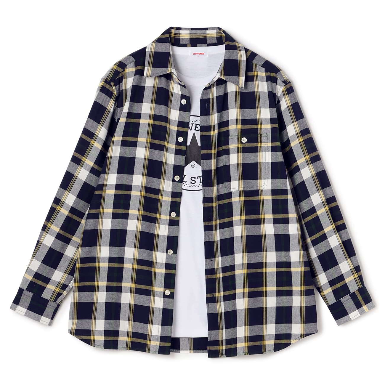 【SizeMAX】CONVERSE 半袖Tシャツ付き チェックシャツ