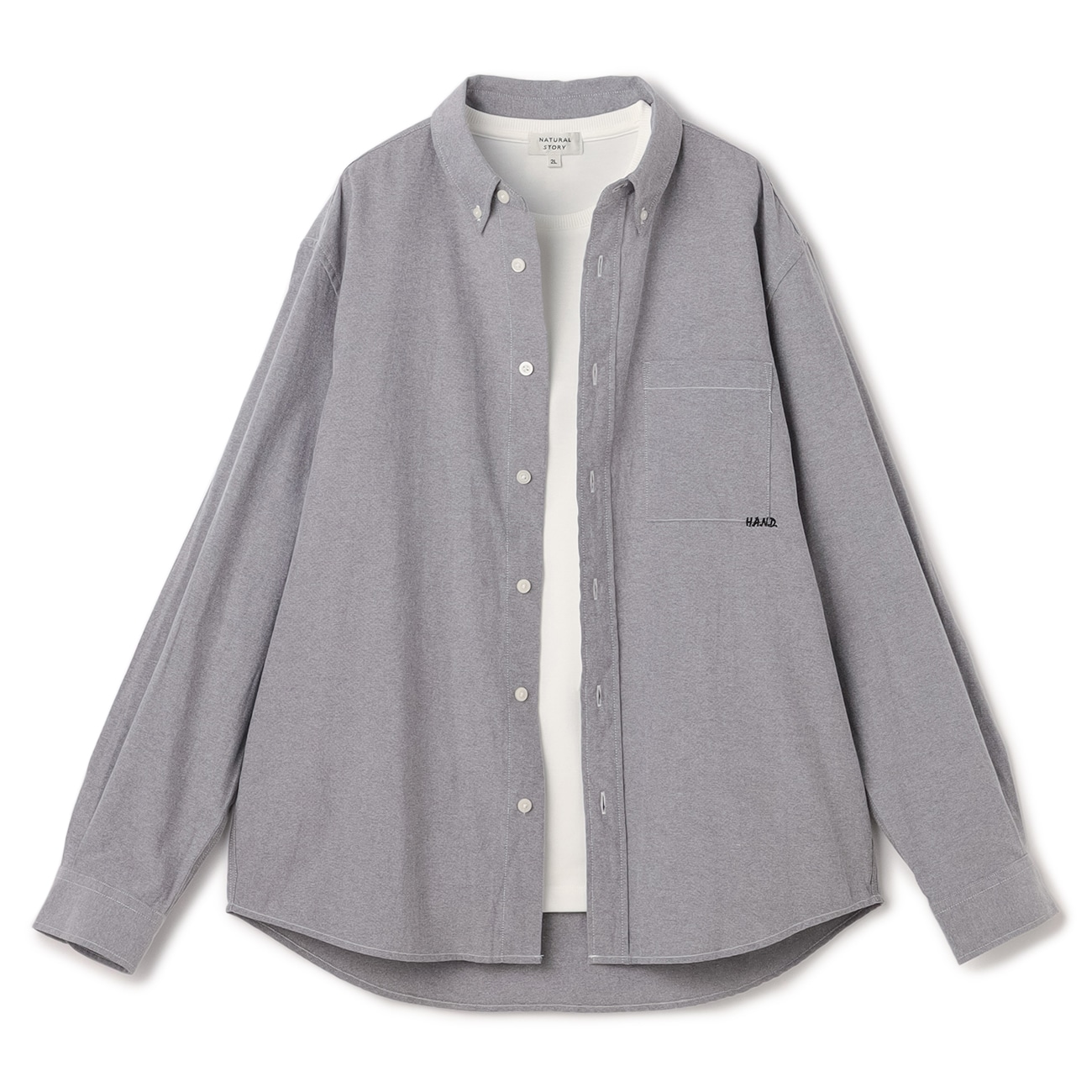 NATURAL STORY ブランド商品オックスアンサンブルシャツ＆インナーTシャツ2点セットは、カジュアルからビジネスシーンまで幅広く活躍するアイテムです。丈夫で柔らかなオックスフォード生地を使用し