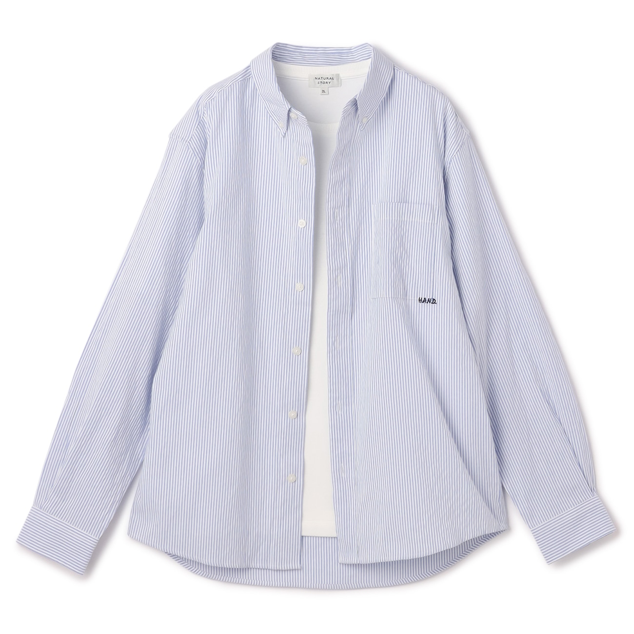 NATURAL STORY ブランド商品オックスアンサンブルシャツ＆インナーTシャツ2点セットは、カジュアルからビジネスシーンまで幅広く活躍するアイテムです。丈夫で柔らかなオックスフォード生地を使用し
