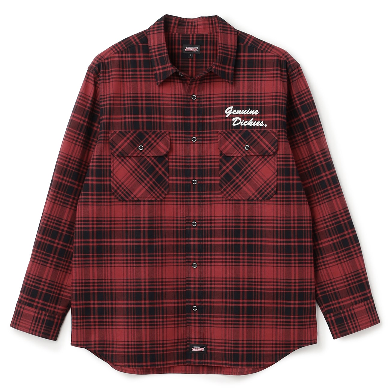 【SizeMAX】GENUINE Dickies 刺繍入りオックスチェックワークシャツ 【SizeMAX】GENUINE Dickies 刺繍入りオックスチェックワークシャツ