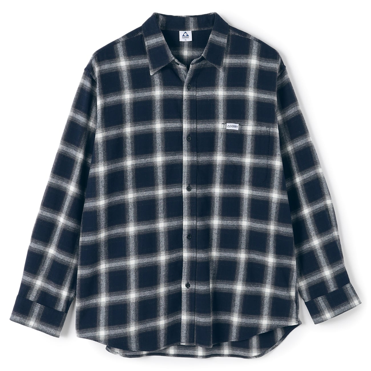 GERRYブランド商品アメリカのアウトドアブランドGERRY(ジェリー）のSize MAXでも展開！胸元にワンポイントでGERRYのピスネームを施したネルシャツです。肌触りの良いソフトコットン、表面が