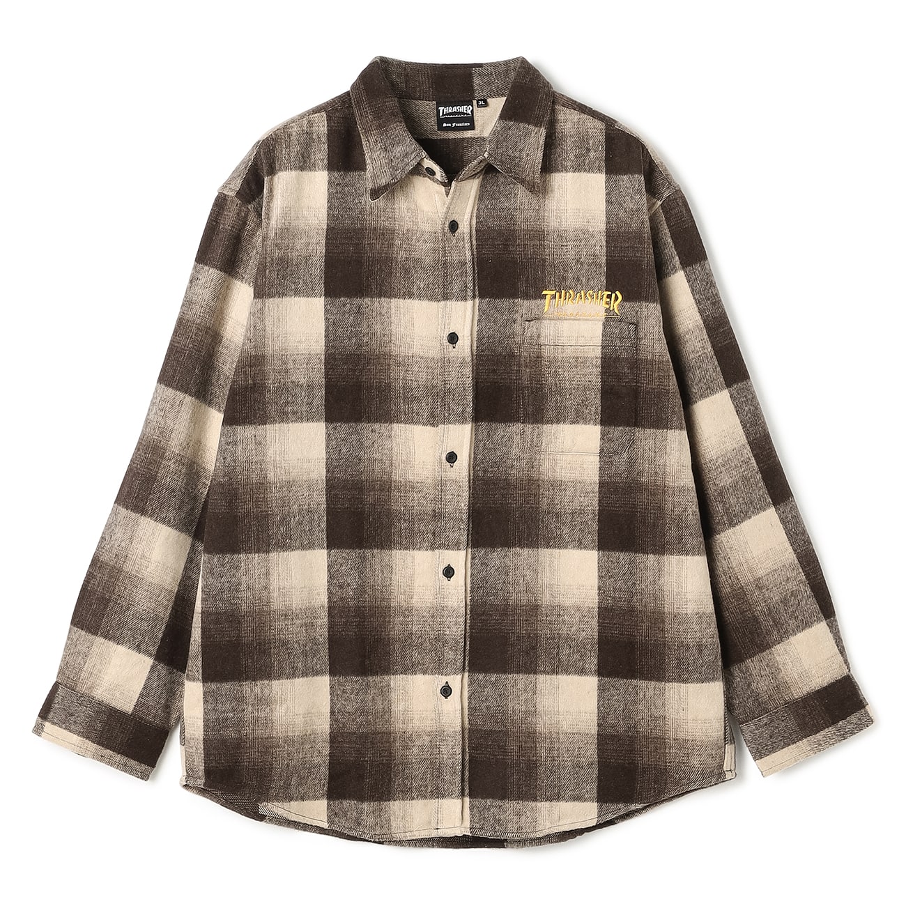 【SizeMAX】THRASHER バック刺繍ネルチェックシャツ