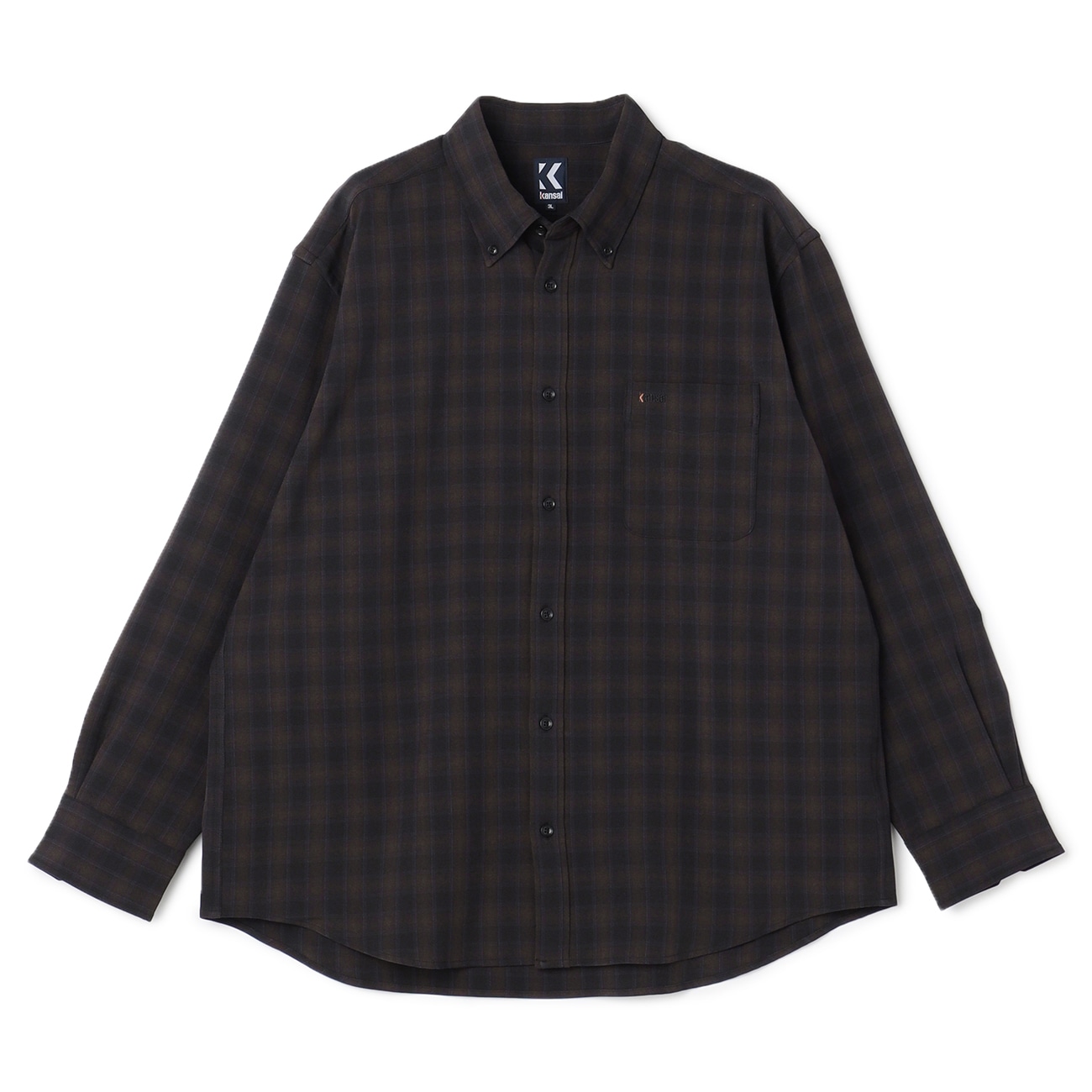 【SizeMAX】Kansai ストレッチツイルチェックボタンダウンシャツ
