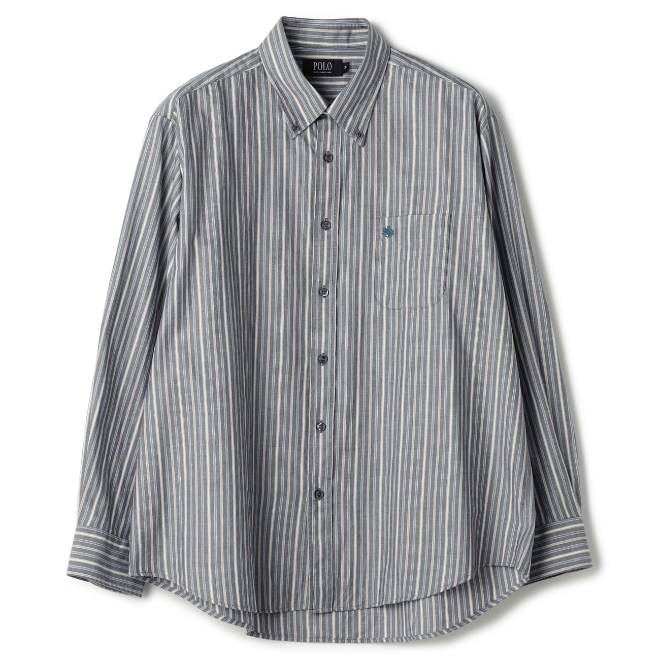 【SizeMAX】POLO 綿100% ツイルストライプボタンダウンシャツ