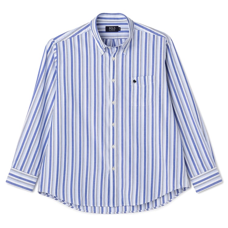 SizeMAX】POLO BCS 綿100% ツイルストライプボタンダウンシャ【AOKI