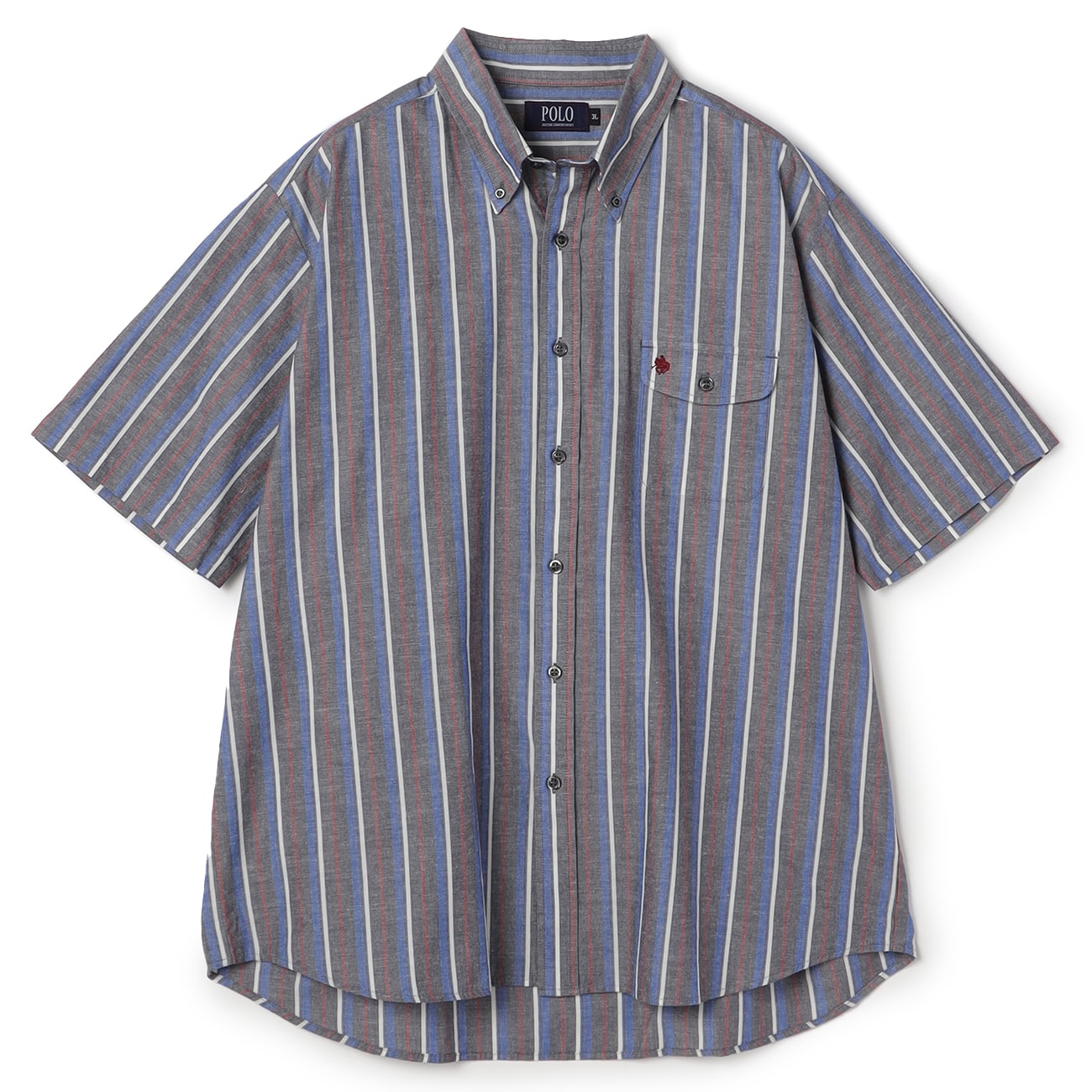【SizeMAX】POLO 麻混ストライプボタンダウンシャツ 【SizeMAX】POLO 麻混ストライプボタンダウンシャツ