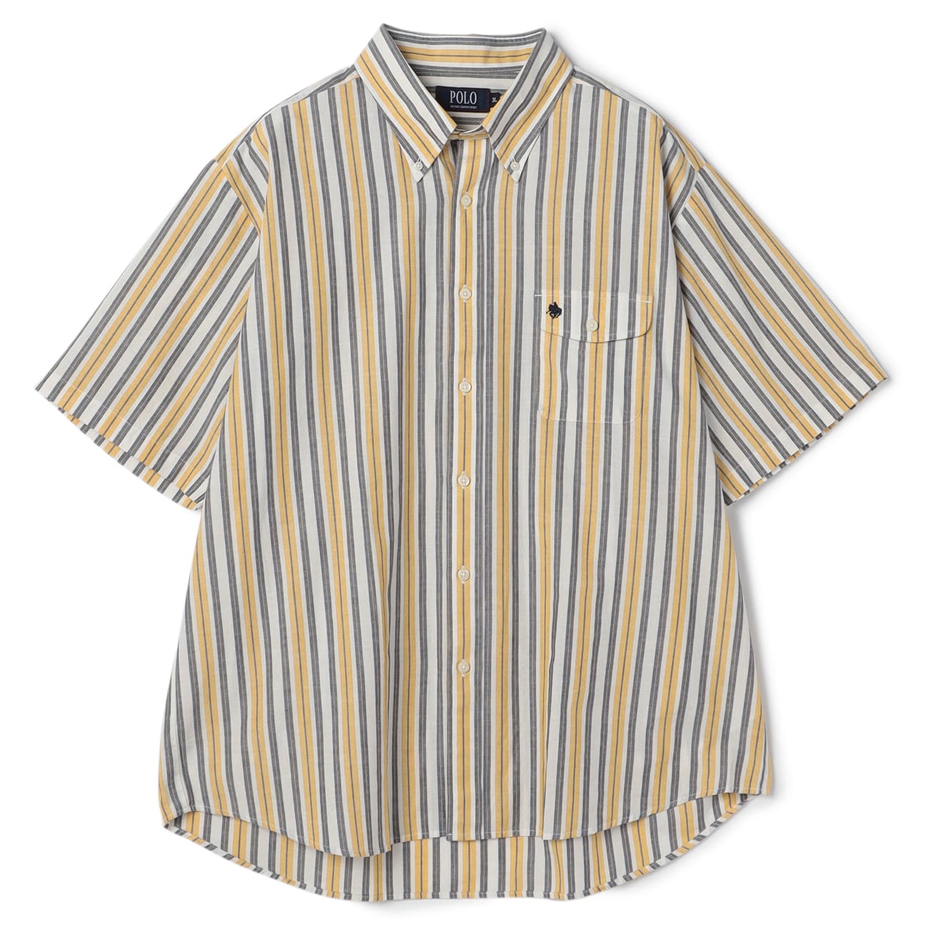 【SizeMAX】POLO 麻混ストライプボタンダウンシャツ 【SizeMAX】POLO 麻混ストライプボタンダウンシャツ