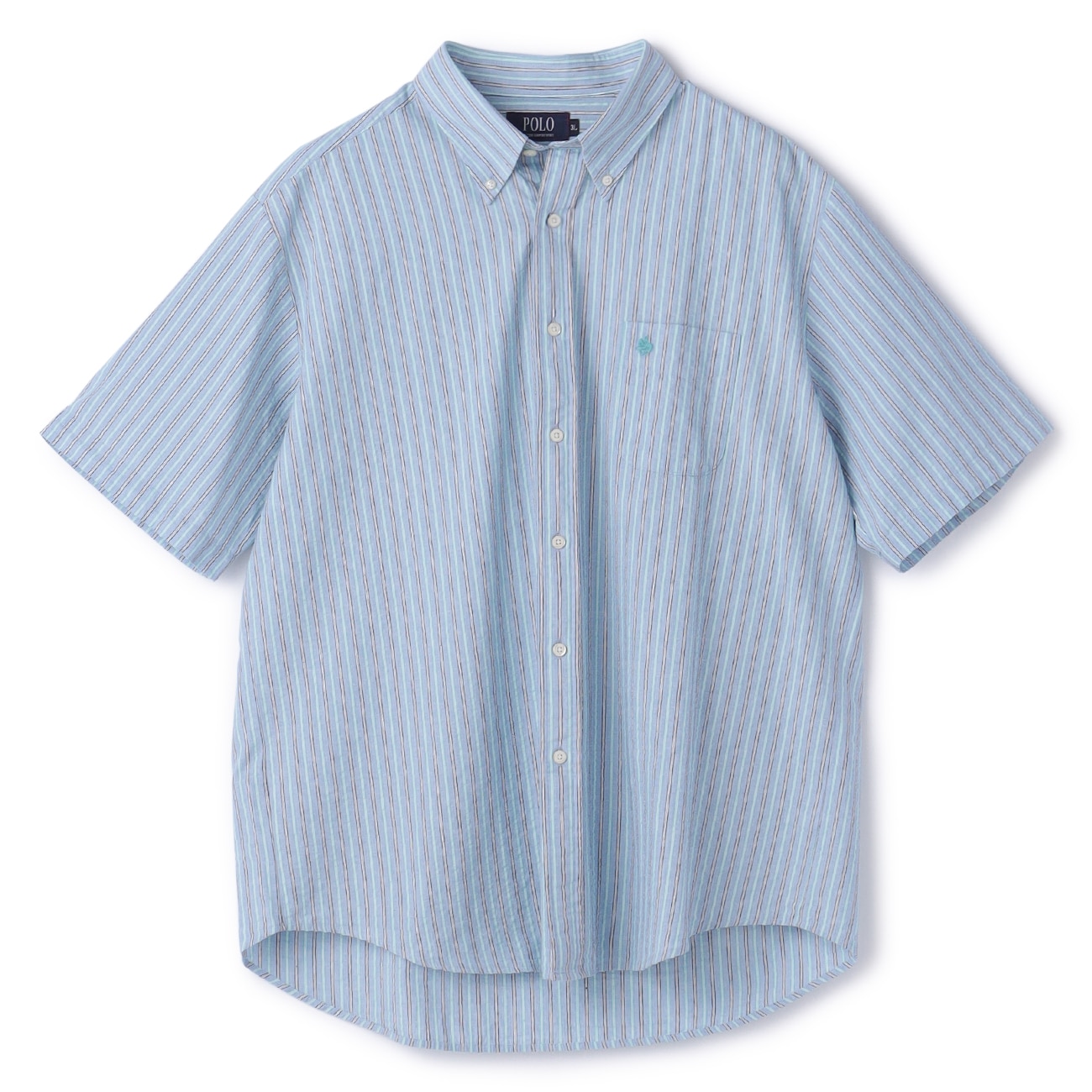 【SizeMAX】POLO 綿100% シアサッカーストライプ半袖ボタンダウンシャツ 【SizeMAX】POLO 綿100% シアサッカーストライプ半袖ボタンダウンシャツ