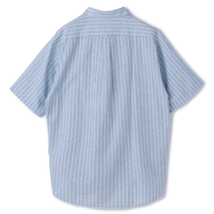 WAACワックスブラウン/白 サッカー生地 ストライプ柄 シャツ 2サイズ Munsingwear 吸汗速乾サッカーストライプシャツ -デサントストア